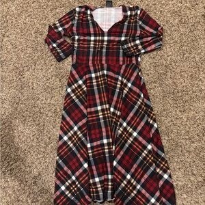 Agnes & Dora Red and Black Plaid Midi Dress